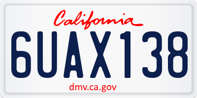 CA license plate 6UAX138