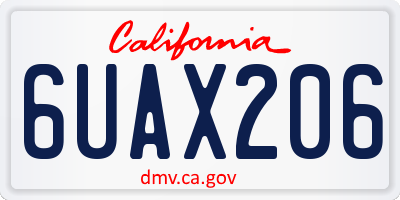 CA license plate 6UAX206