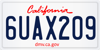 CA license plate 6UAX209