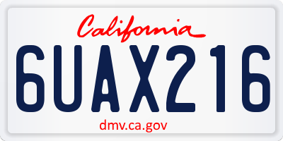 CA license plate 6UAX216