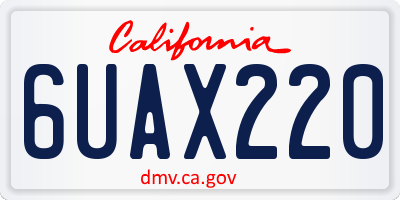 CA license plate 6UAX220