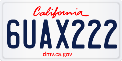 CA license plate 6UAX222