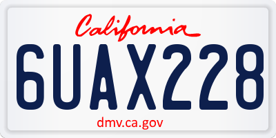 CA license plate 6UAX228