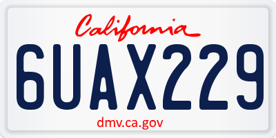 CA license plate 6UAX229