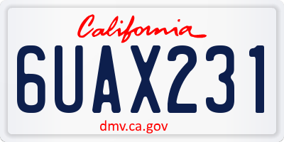 CA license plate 6UAX231