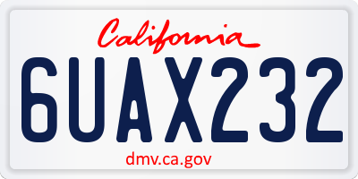 CA license plate 6UAX232