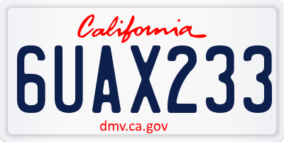 CA license plate 6UAX233