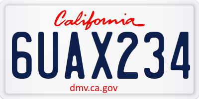 CA license plate 6UAX234