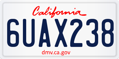 CA license plate 6UAX238