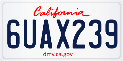 CA license plate 6UAX239
