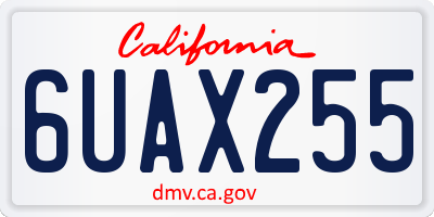 CA license plate 6UAX255