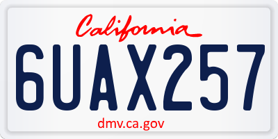 CA license plate 6UAX257