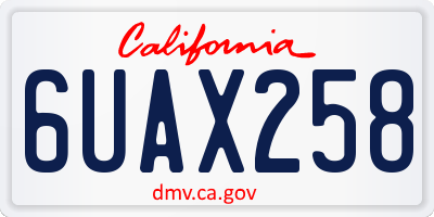 CA license plate 6UAX258