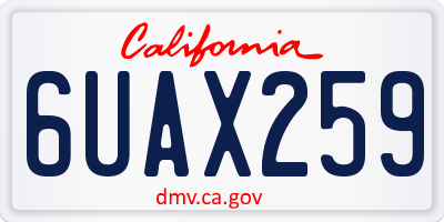 CA license plate 6UAX259