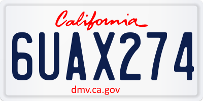 CA license plate 6UAX274