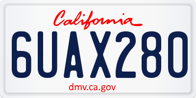 CA license plate 6UAX280