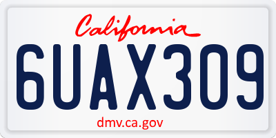 CA license plate 6UAX309
