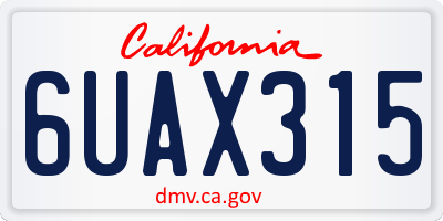 CA license plate 6UAX315