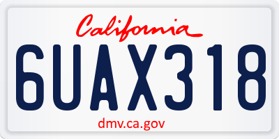 CA license plate 6UAX318