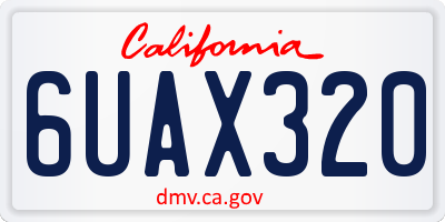 CA license plate 6UAX320