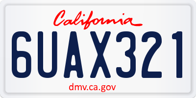 CA license plate 6UAX321