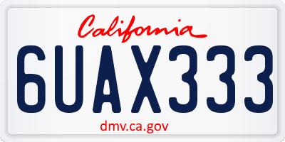 CA license plate 6UAX333