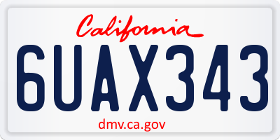 CA license plate 6UAX343