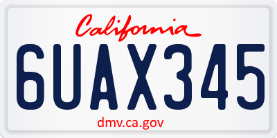 CA license plate 6UAX345