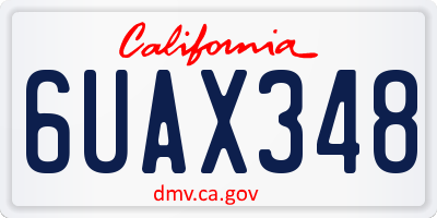 CA license plate 6UAX348