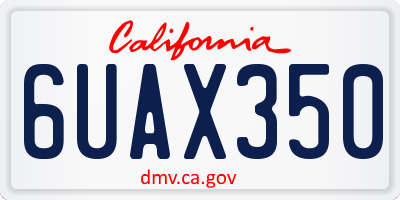 CA license plate 6UAX350