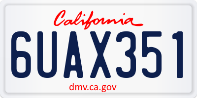 CA license plate 6UAX351