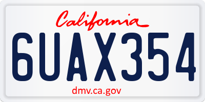 CA license plate 6UAX354