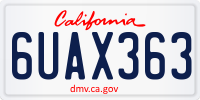 CA license plate 6UAX363