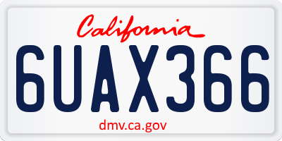 CA license plate 6UAX366