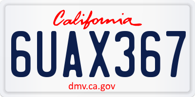 CA license plate 6UAX367