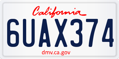 CA license plate 6UAX374