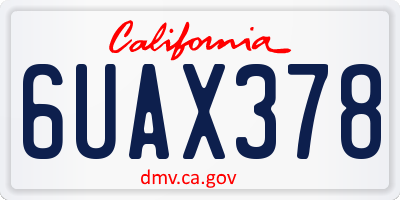 CA license plate 6UAX378