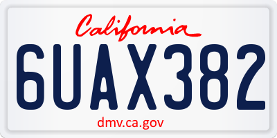 CA license plate 6UAX382
