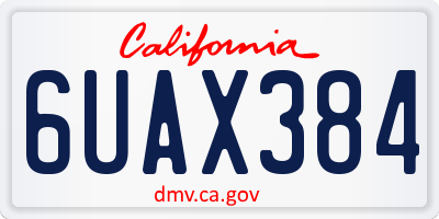 CA license plate 6UAX384