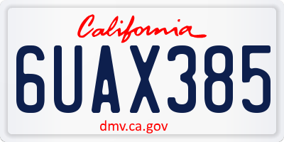 CA license plate 6UAX385