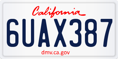 CA license plate 6UAX387