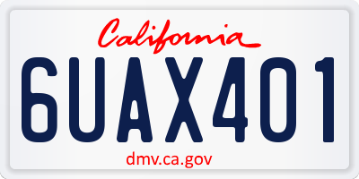 CA license plate 6UAX401