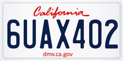 CA license plate 6UAX402