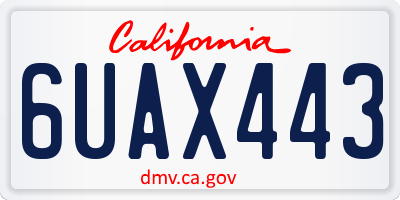 CA license plate 6UAX443