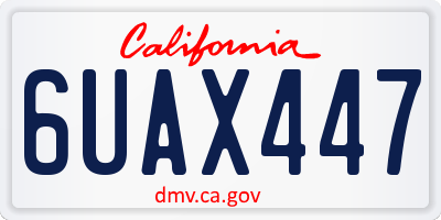 CA license plate 6UAX447