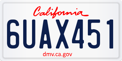 CA license plate 6UAX451