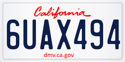 CA license plate 6UAX494