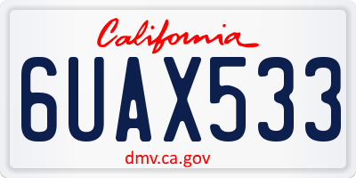 CA license plate 6UAX533