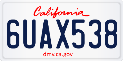 CA license plate 6UAX538