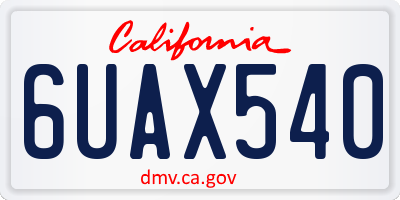 CA license plate 6UAX540